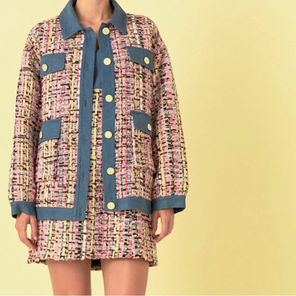 NWT Endless Rose Pink and Blue Tweed jacket size small - looks so Chanel - Picture 11 of 11